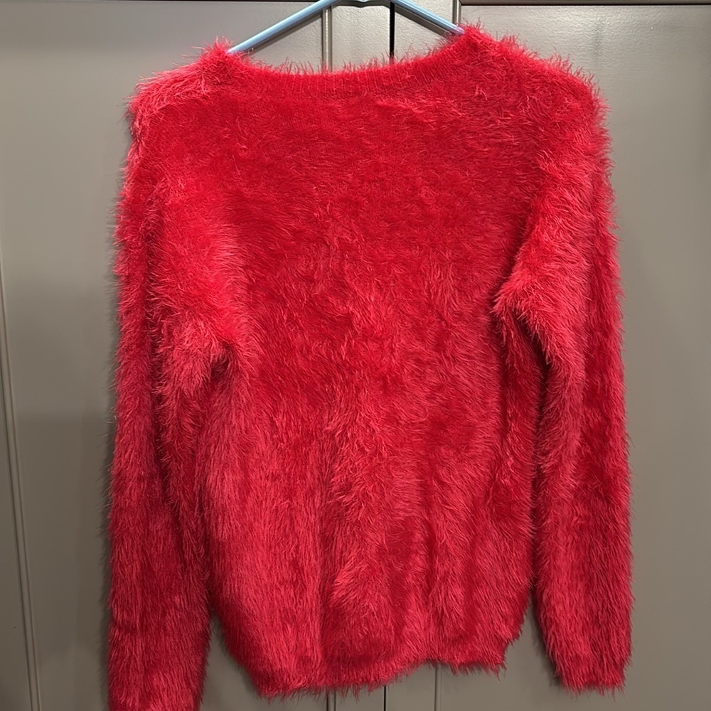 Womens Red Holiday Sweater w Santas & Sequins Size Small - Picture 6 of 6